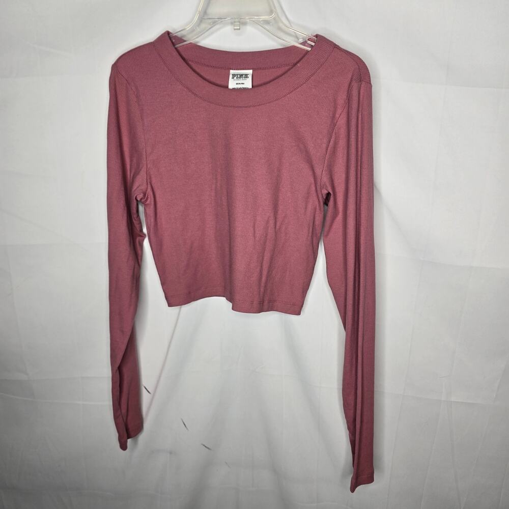 Victoria's Secret Pink Ribbed Pink Long-Sleeve T-shirt Top Size Medium NWT